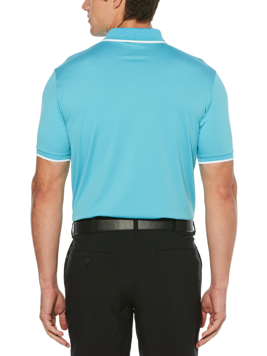 Men's Solid Golf Polo with Cuff Tipping