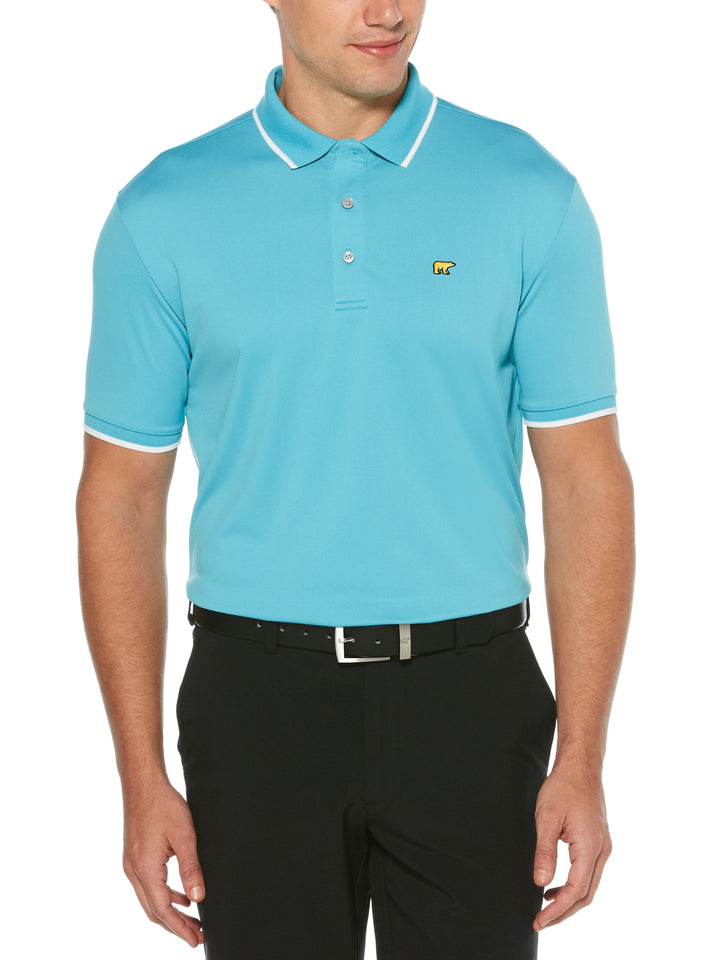Men's Solid Golf Polo with Cuff Tipping
