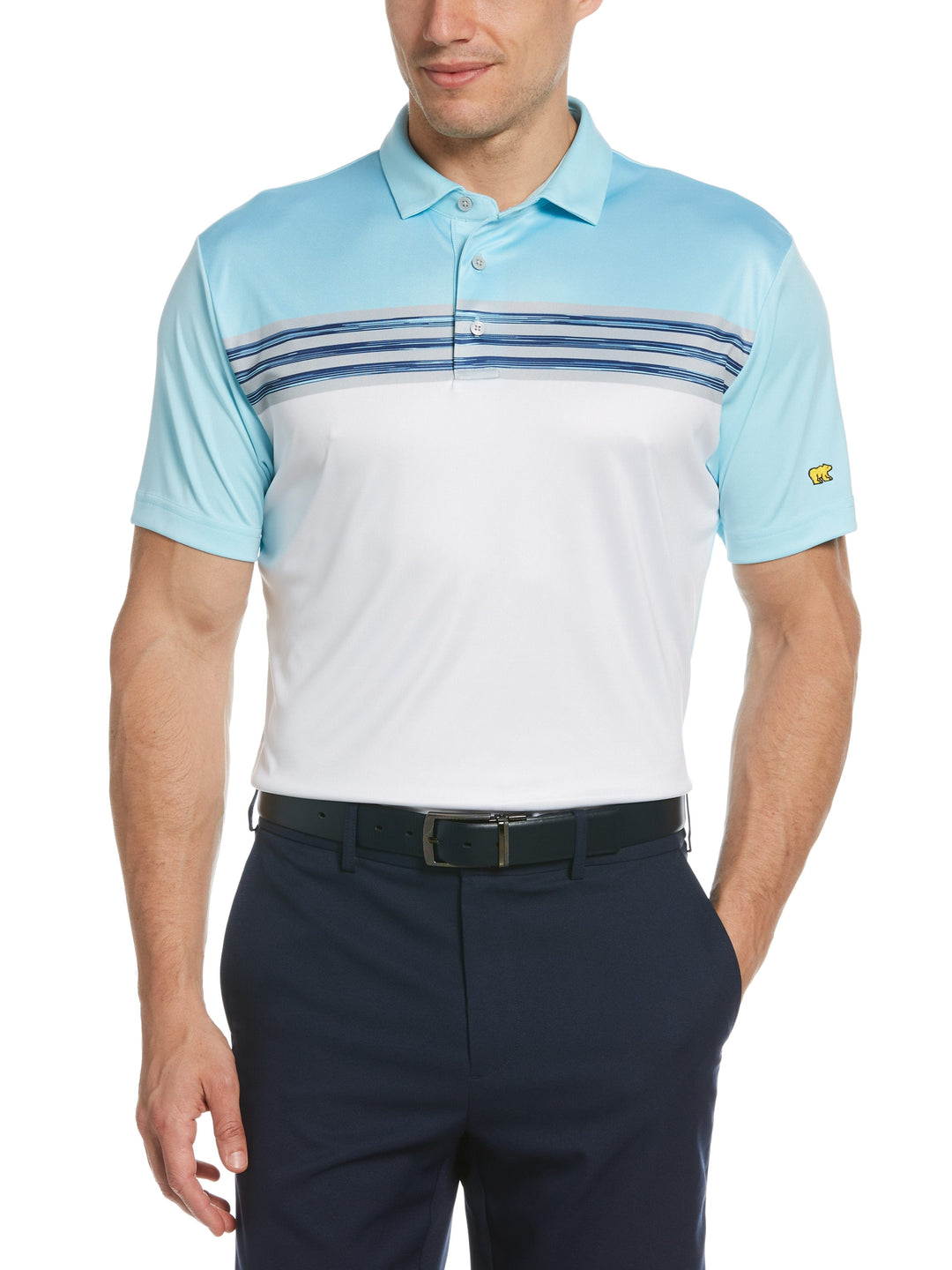 Men's Space Dye Striped Chest Block Golf Polo