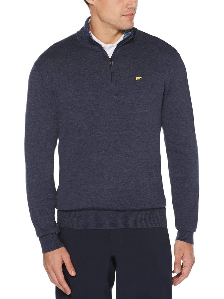 Men's Stripe Inner Collar Quarter-Zip Golf Sweater