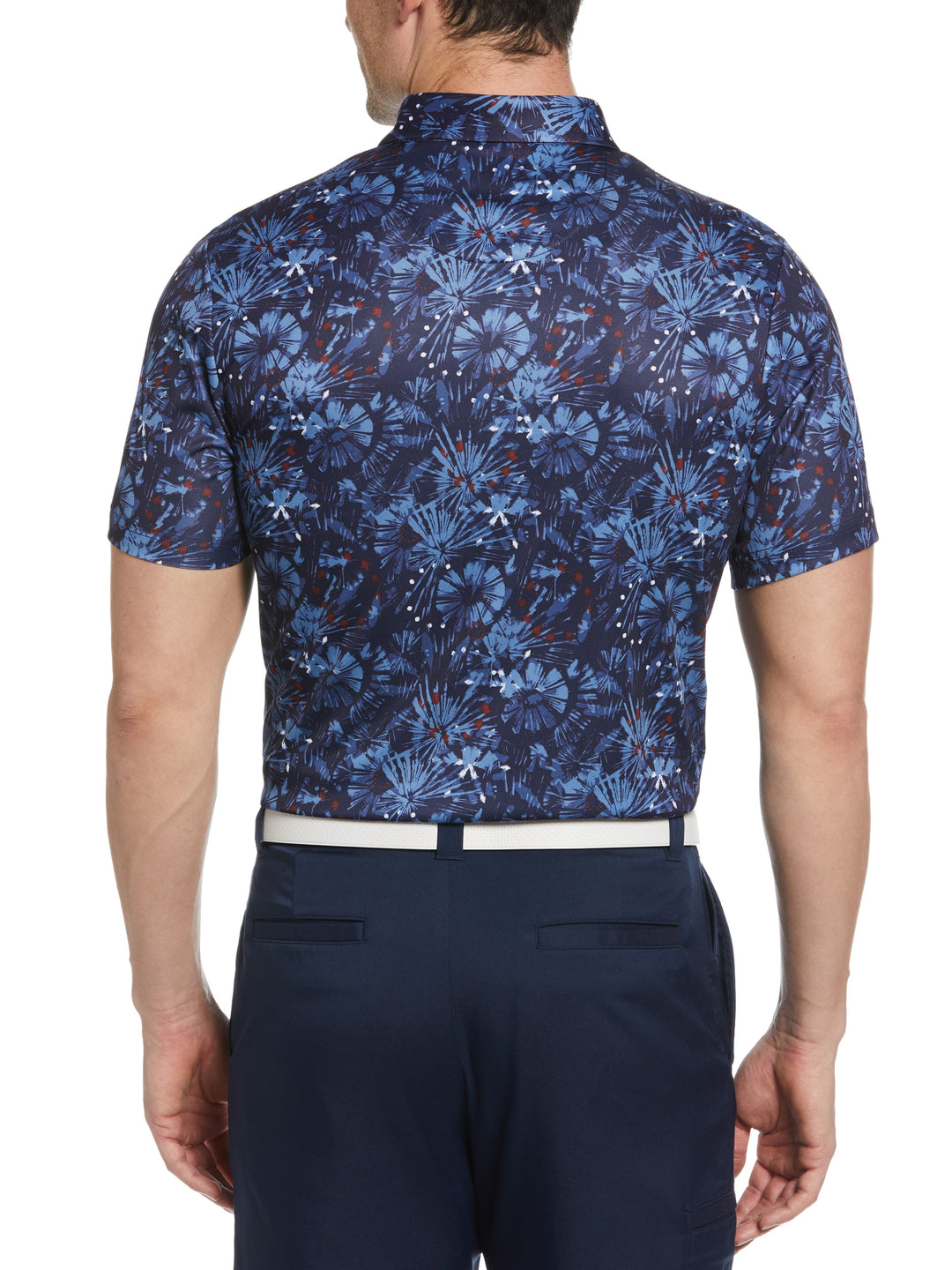 Tie Dye Fireworks Print Golf Polo (Peacoat) 