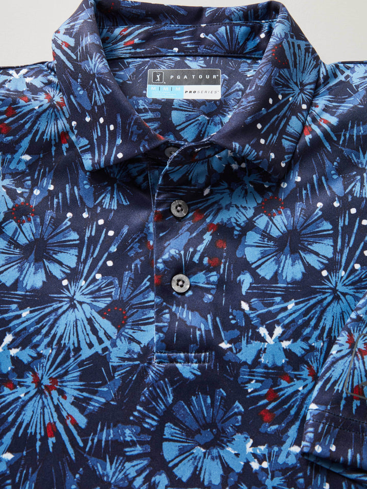 Men's Tie Dye Fireworks Print Golf Polo