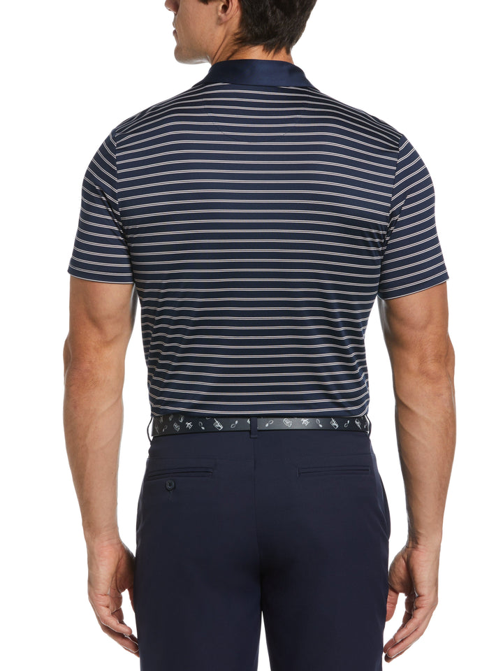 Two-Color Stripe Golf Polo (Black Iris) 