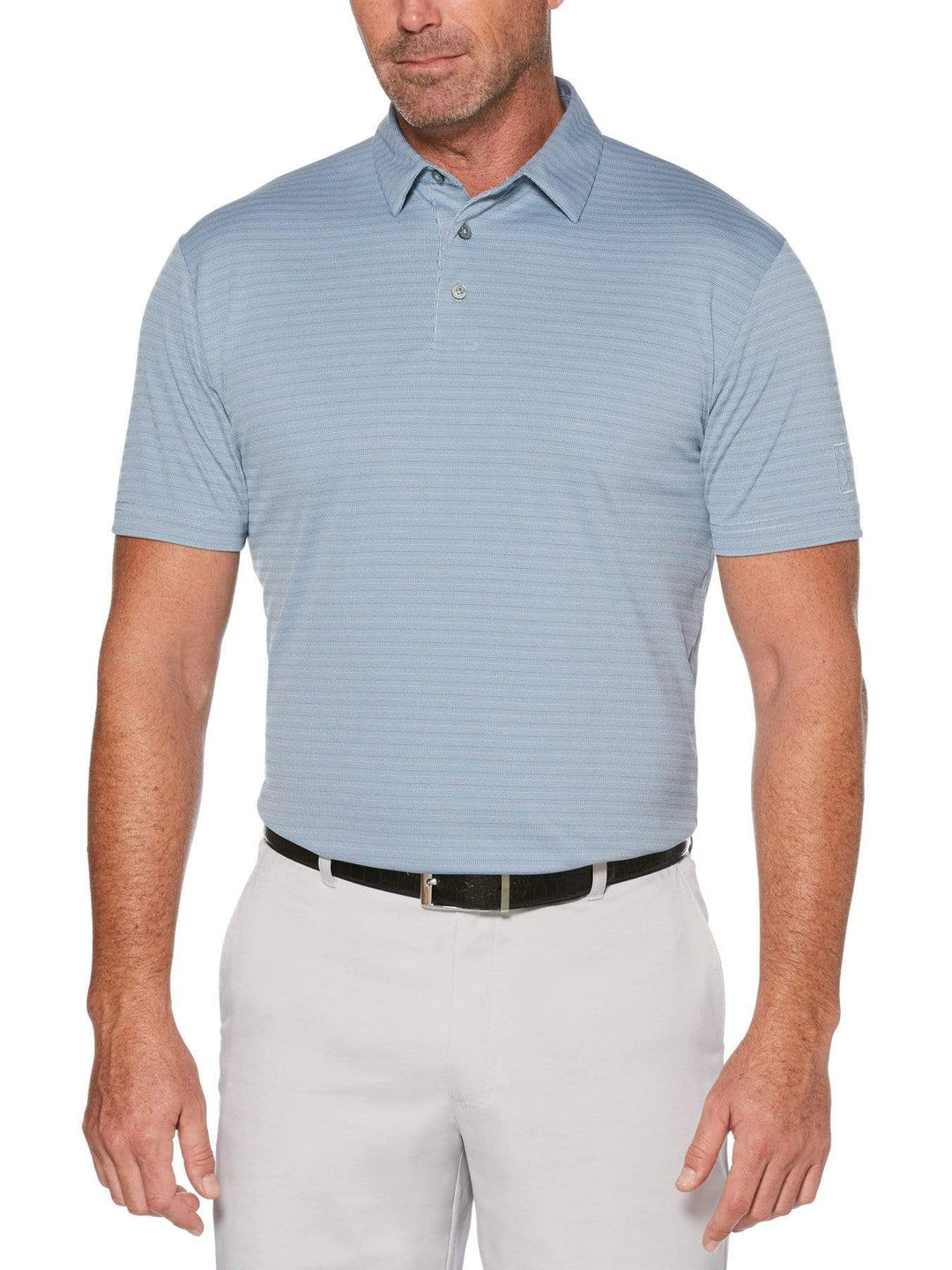 Men's Two Tone Horizontal Stripe Jacquard Polo