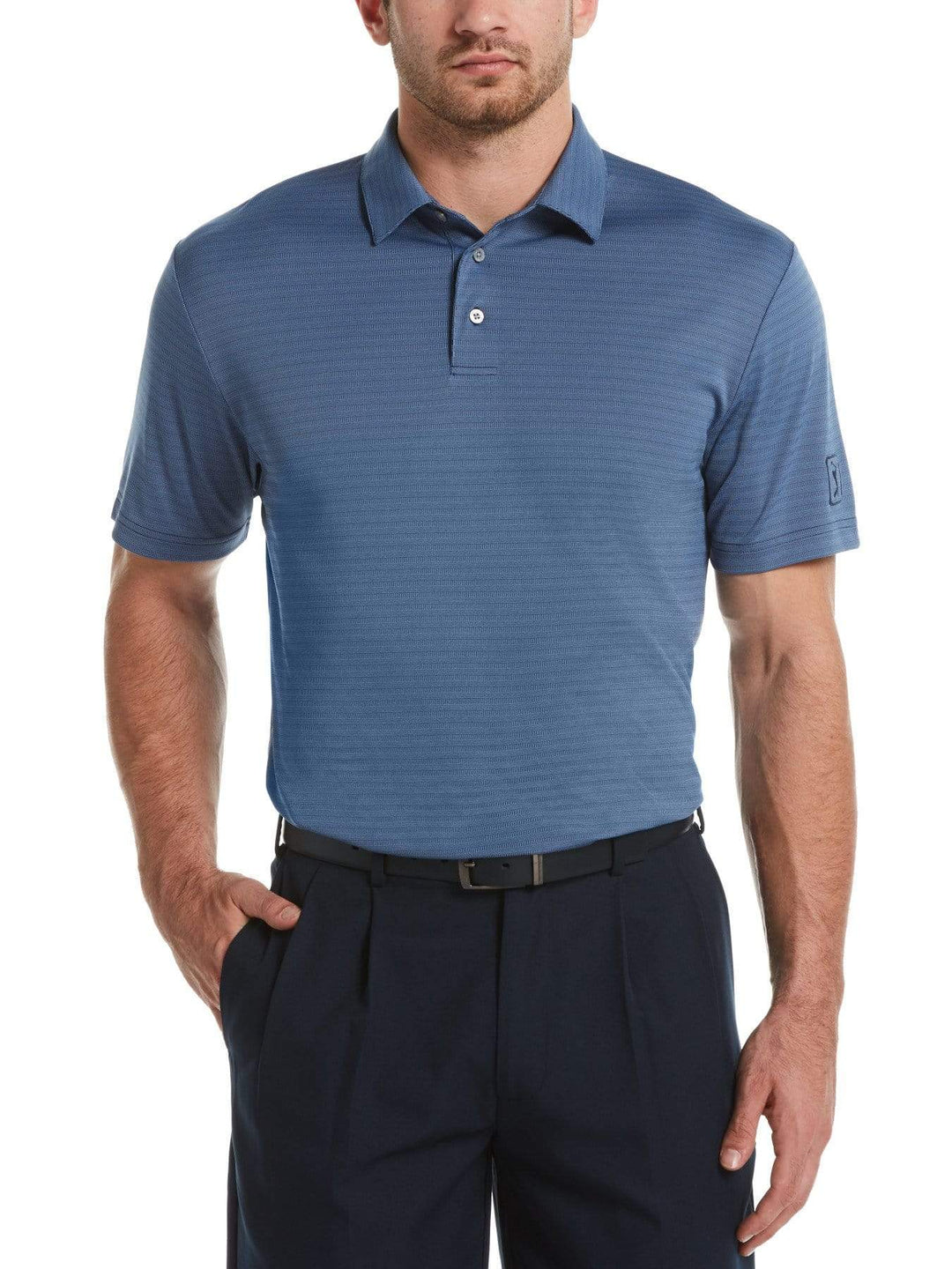 Men's Two Tone Horizontal Stripe Jacquard Polo
