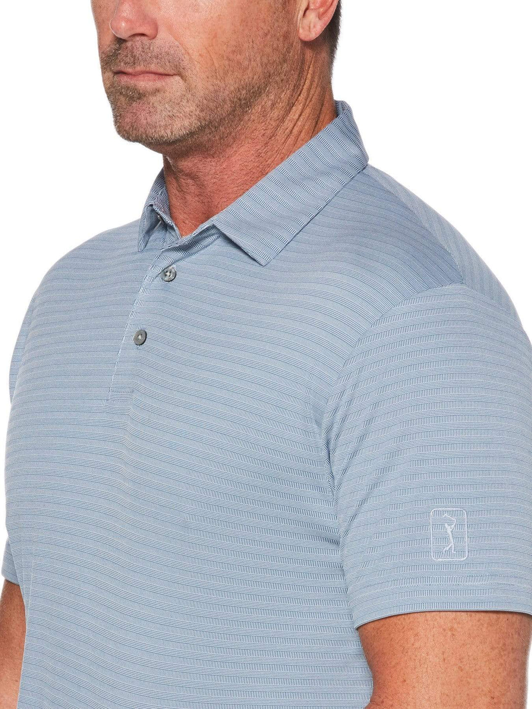 Men's Two Tone Horizontal Stripe Jacquard Polo