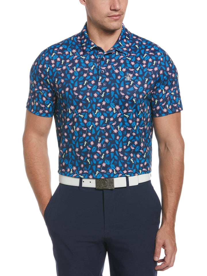 Men's Whimsical Tropical Print Golf Polo