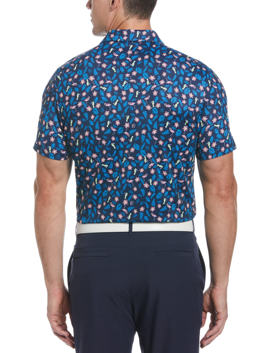 Men's Whimsical Tropical Print Golf Polo