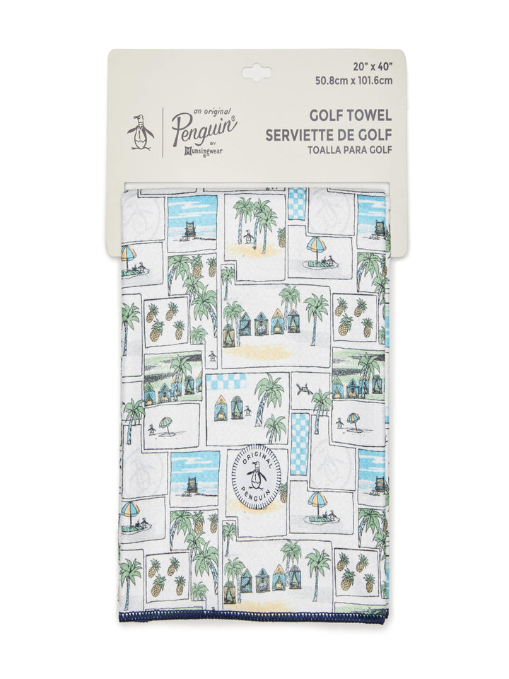 Tropical Postcard Waffle Towel (Bright White) 