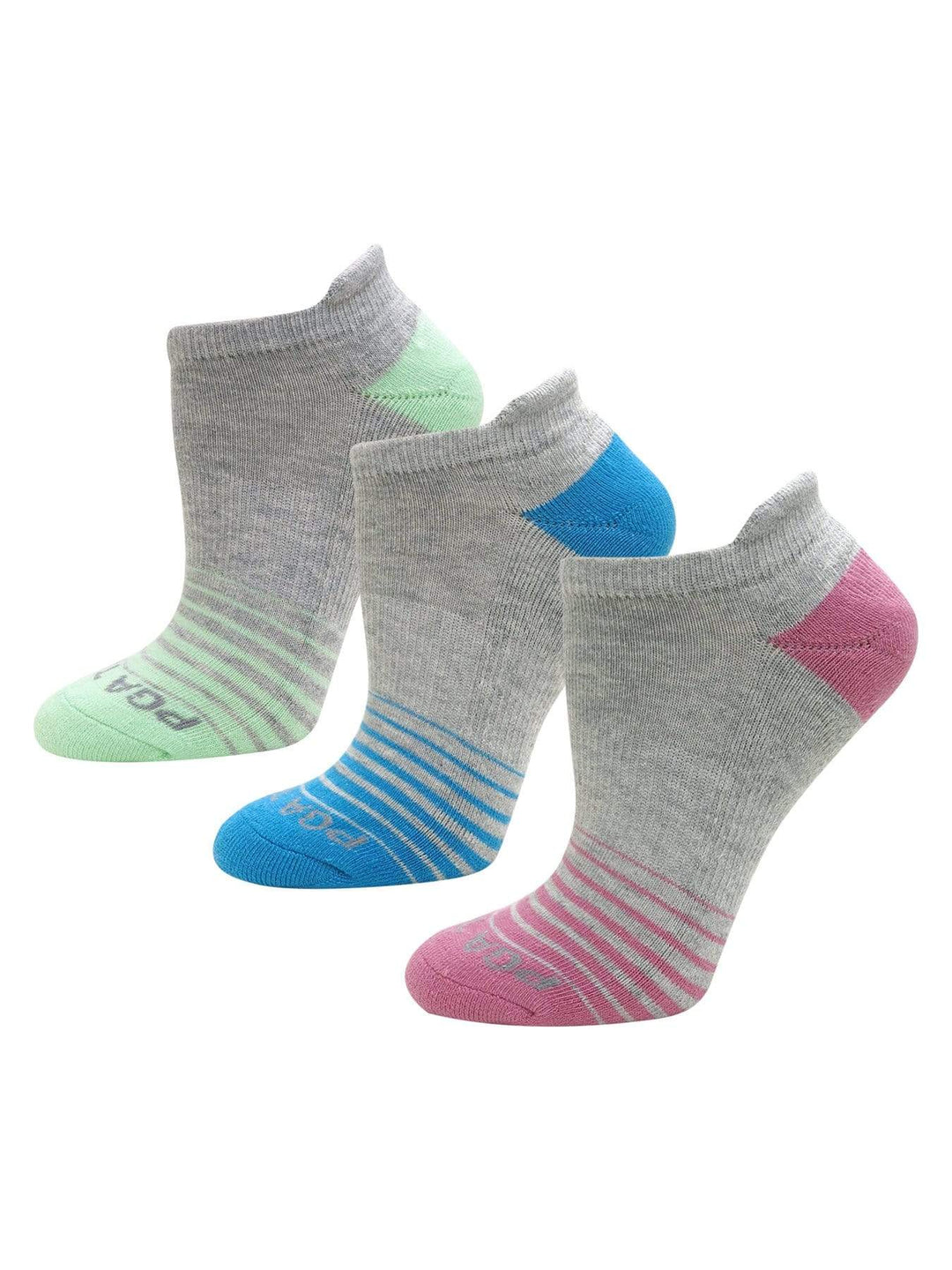 Women's 3-Pack Striped No Show With Heel Pad
