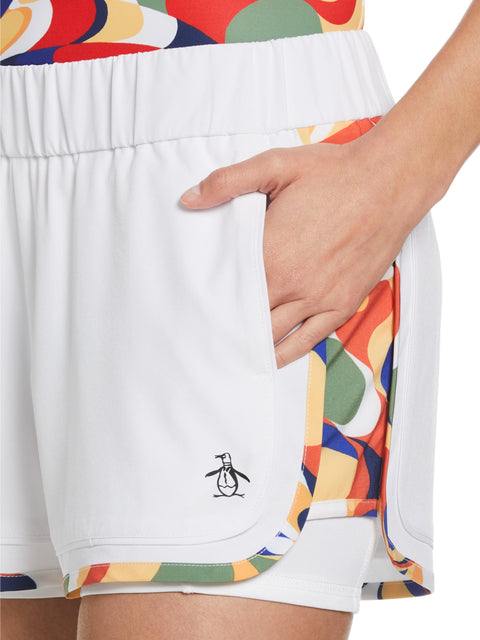 Women's 3" Printed Trim Stretch Tennis Shorts