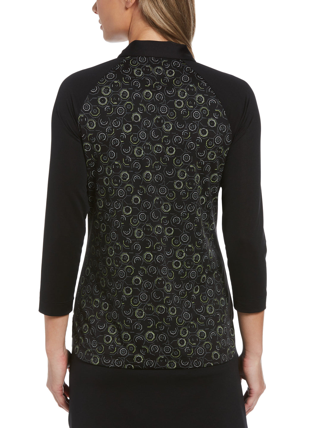 Women's Abstract Printed 3/4 Sleeve Golf Polo
