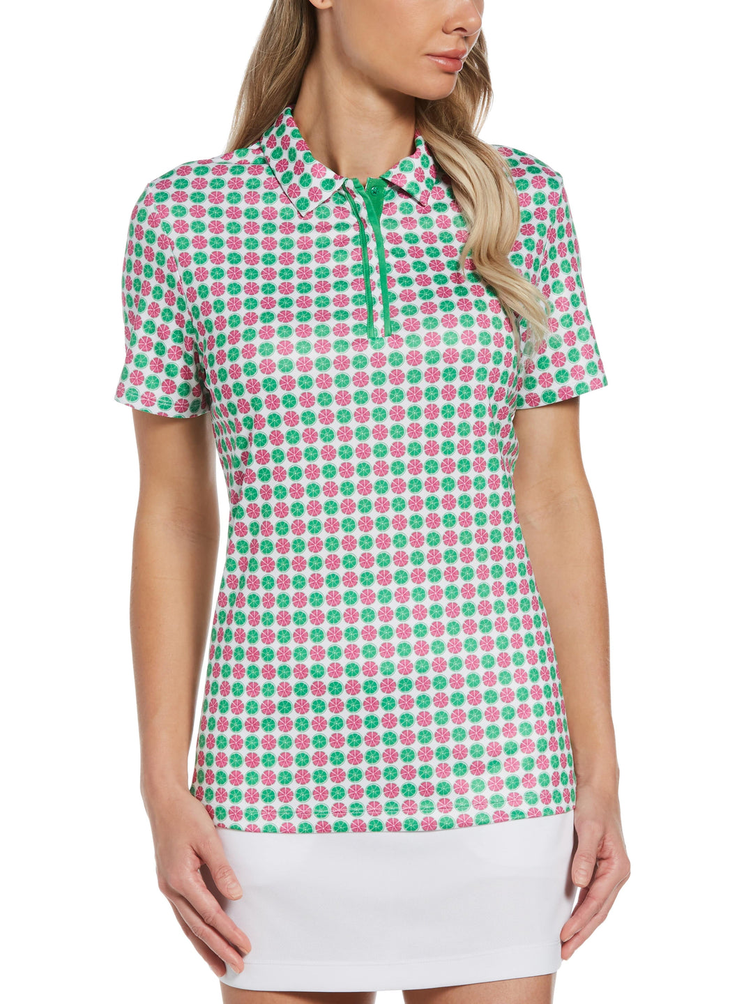 Women's All-Over Lime Printed Golf Polo