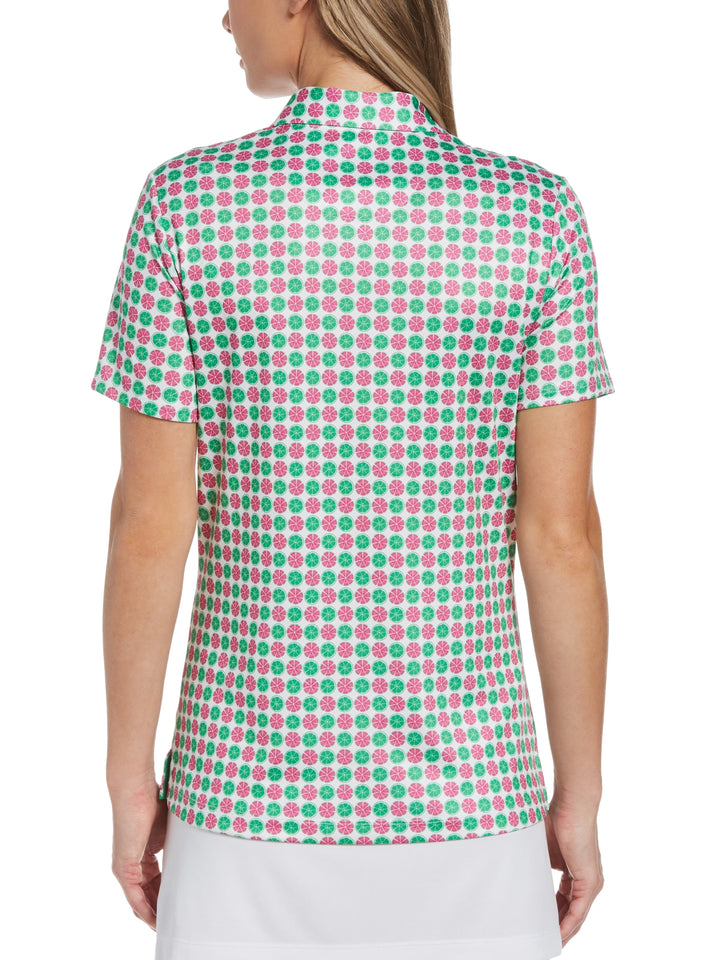 Women's All-Over Lime Printed Golf Polo