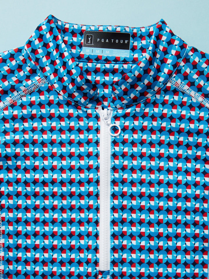 Women's Circular Geo Print Stretch Sun Protection Golf Shirt