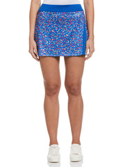 Confetti Geo Printed Tennis Skort with Mesh Insert (Lapis Blue) 