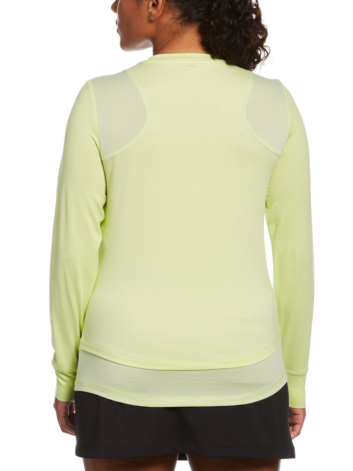 Women's Crew Neck Golf Tee with Mesh Inserts and Underlayer