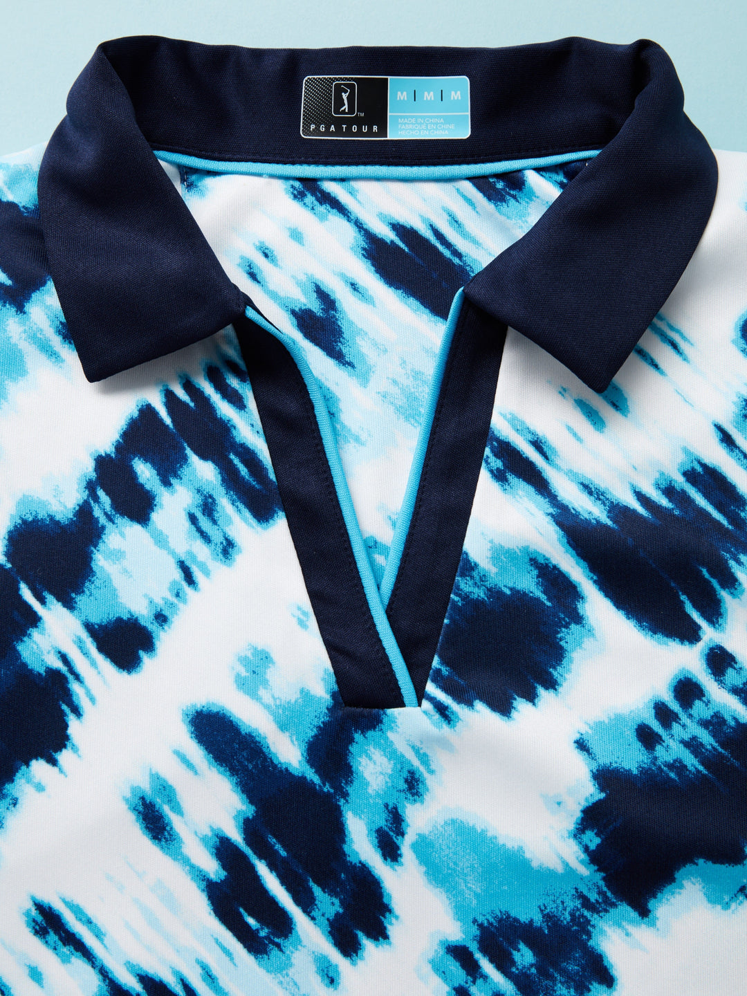 Women's Diagonal Tie Dye Print Golf Polo with Contrast Piping