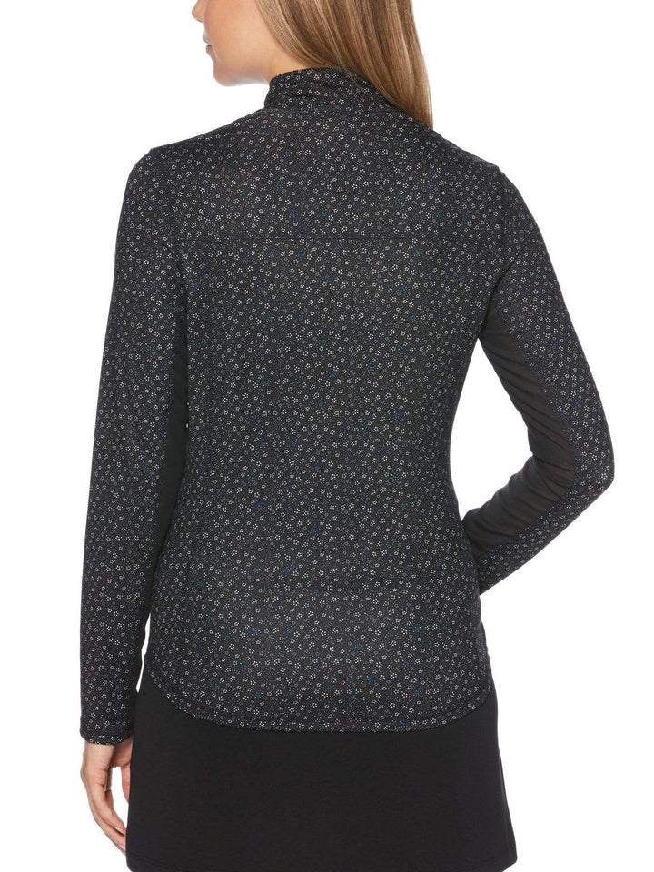 Women's Floral Print Shirt with Mesh Panel