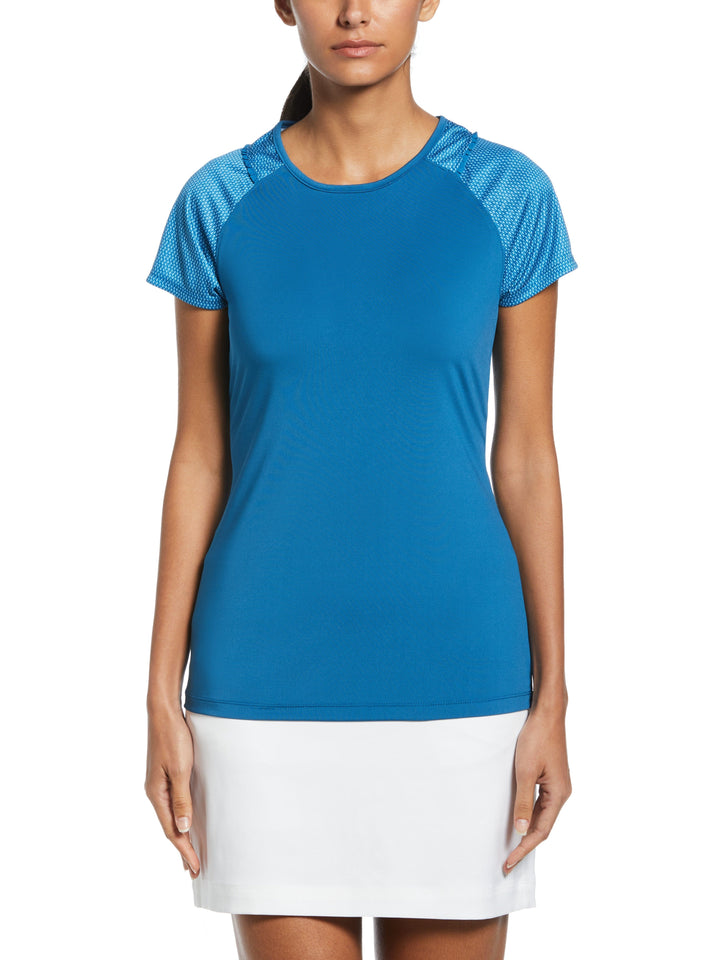Geo Print Golf Tee with Ruffle Trim (Blue Sapphire) 