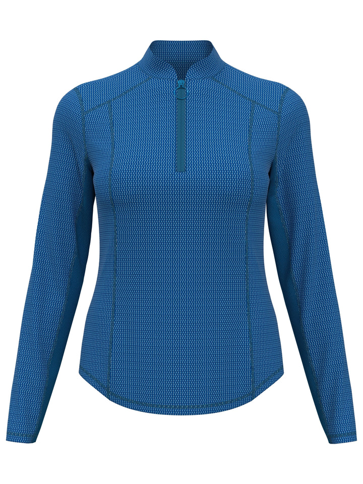 Geo Print Sun Protection Golf Shirt (Blue Sapphire) 
