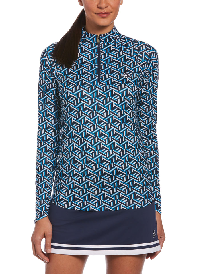 Geo Printed Sun Protection  (Black Iris) 