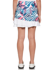 Women's Geometric Print Golf Skort with Curved Hem and Mesh Insert