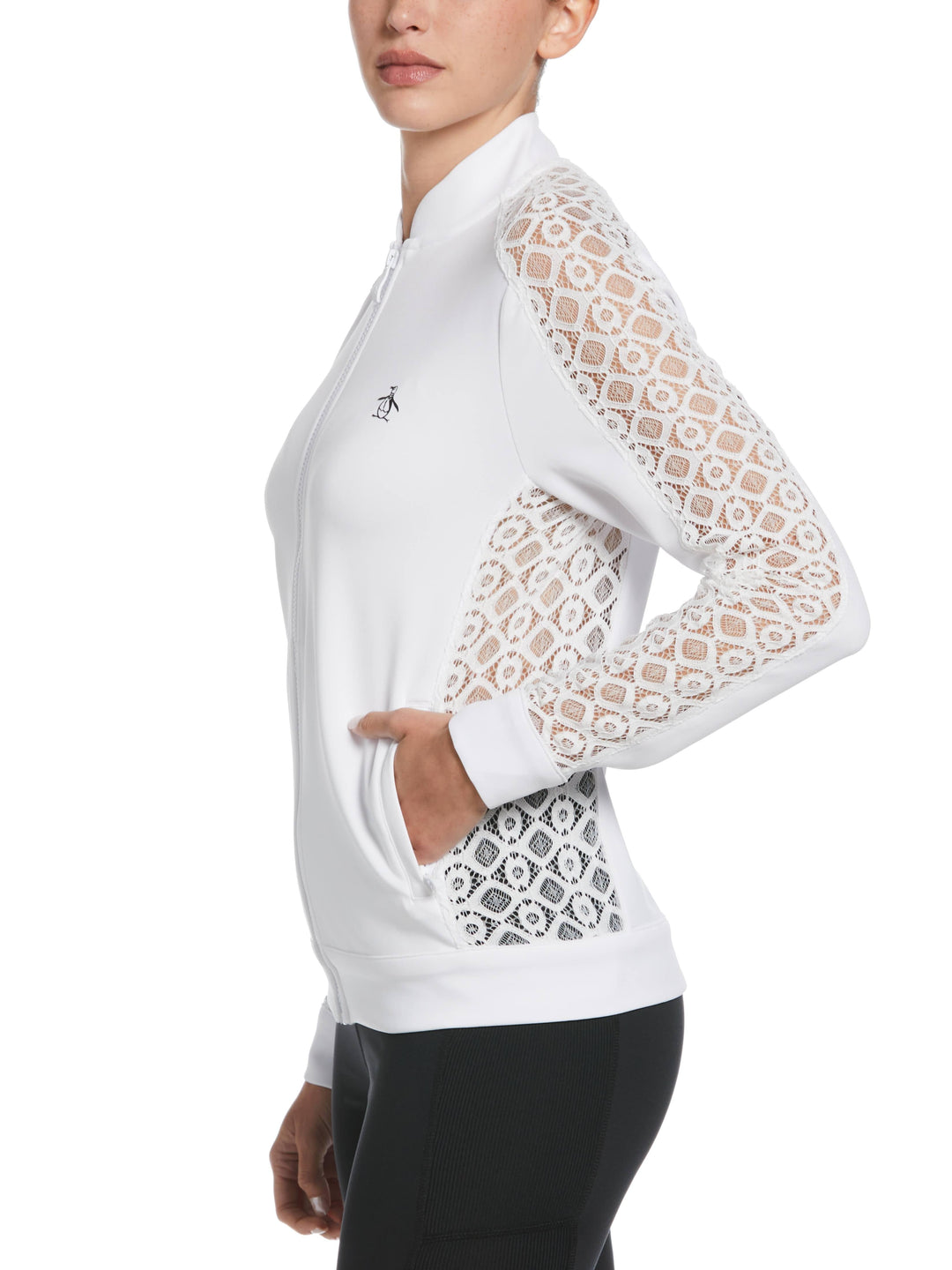 Knit Tennis Jacket with Lace (Bright White) 