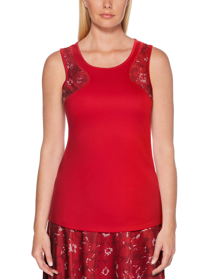 Women's Linear Floral Print Tennis Tank