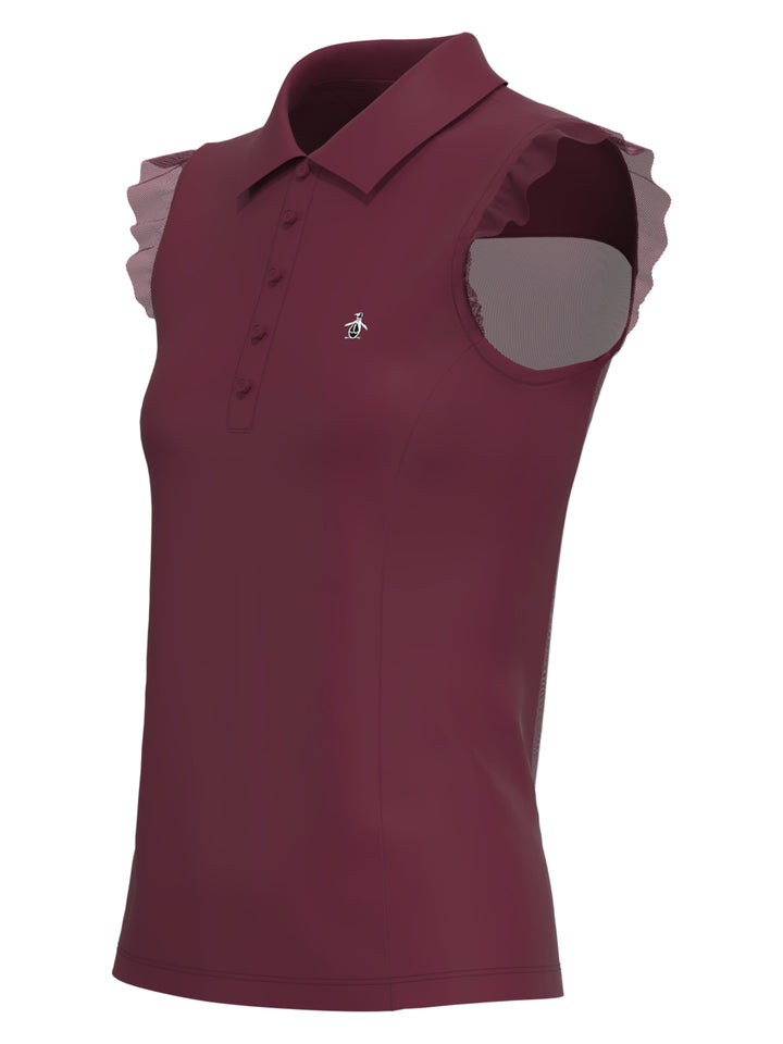Women's Mesh Ruffle Golf Polo