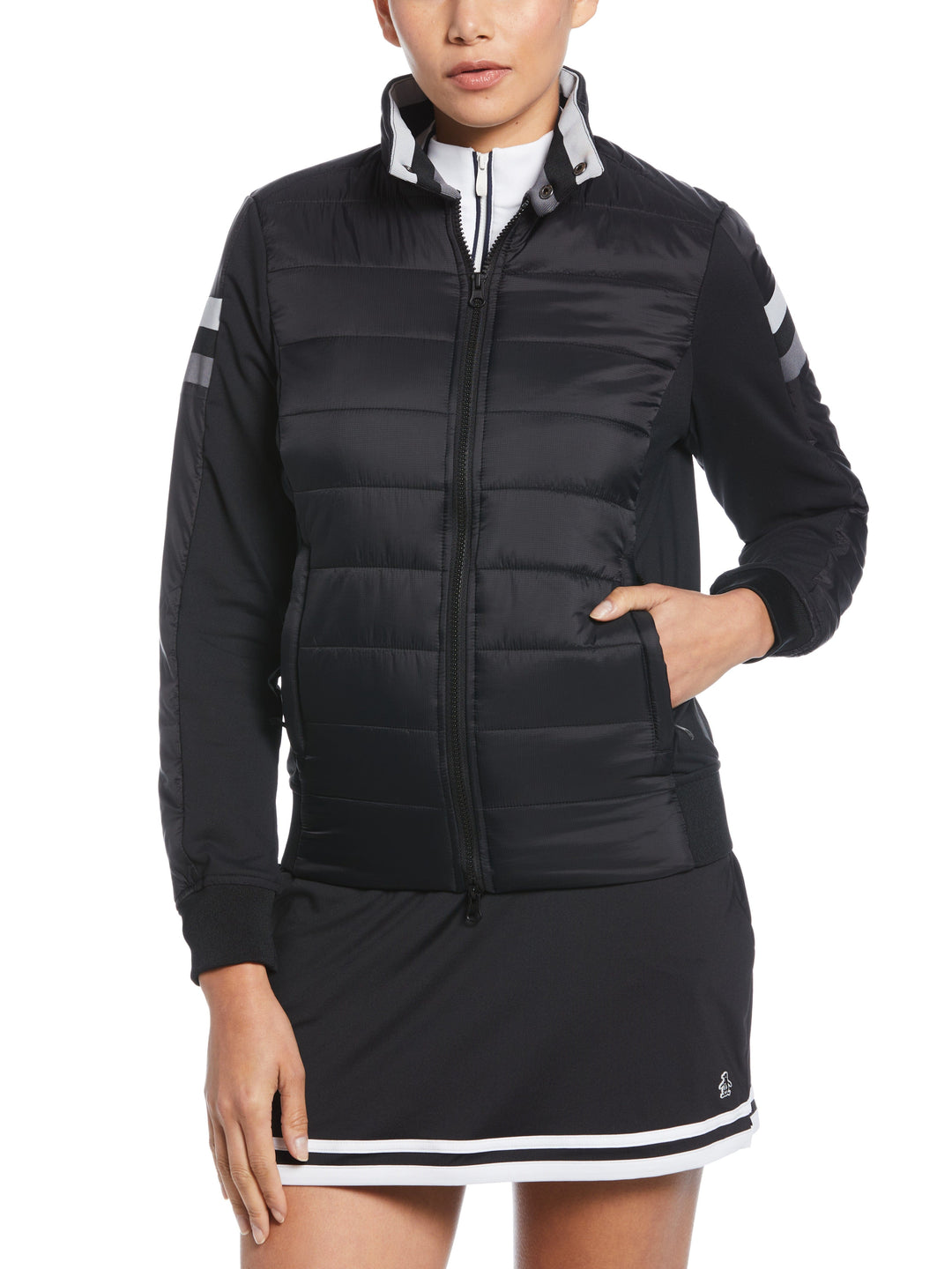 Mixed Media Puffer Golf Jacket (Caviar) 