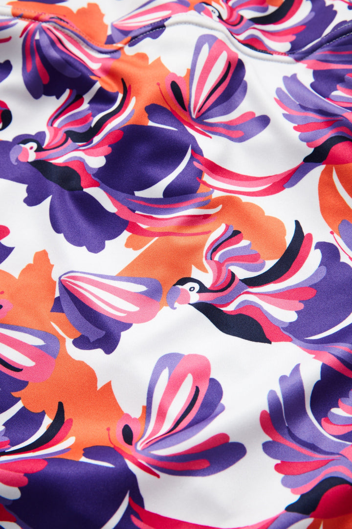 Women's Parrot Print Golf Skort with Thick Binding Detail