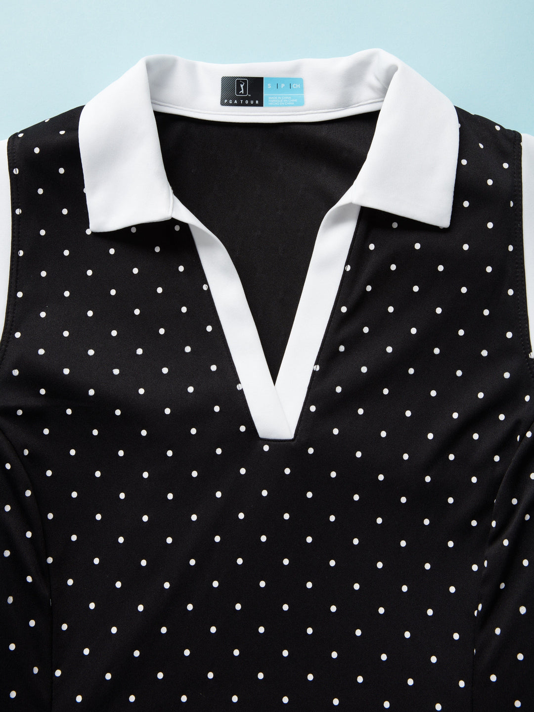Women's Polka Dot Printed Sleeveless Golf Polo
