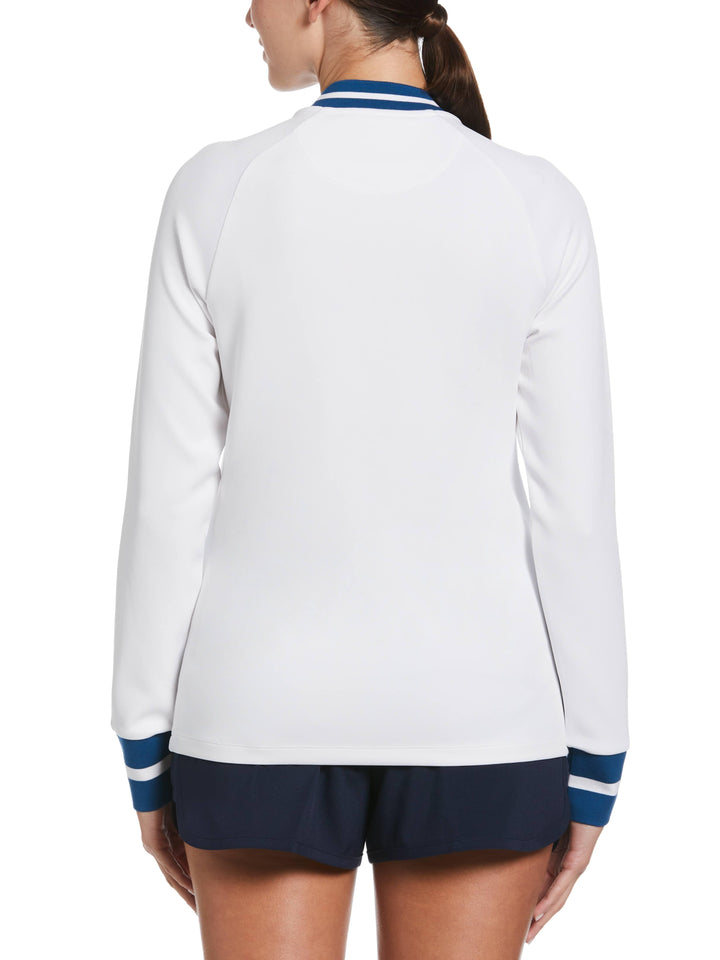 1/4 Zip Tennis Shirt with Rib Trim (Bright White) 