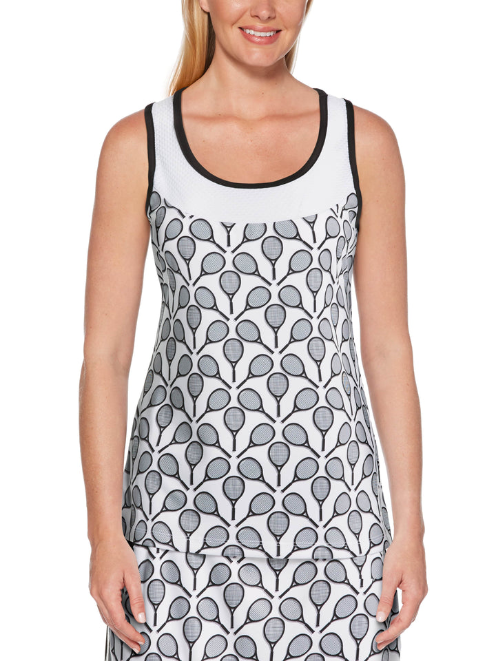 Women's Racquet Bouquet Print Tennis Tank