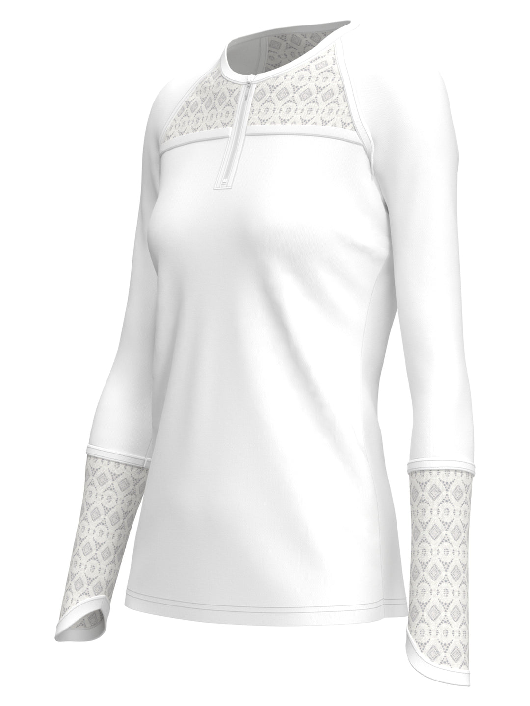 Raglan Tennis Shirt with Lace Inserts (Bright White) 