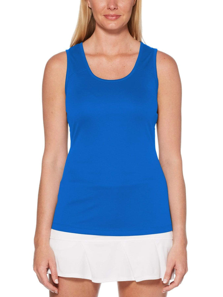 Women's Solid Keyhole Tennis Tank Top