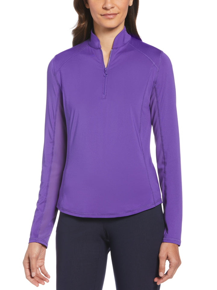 Women's Sun Protection Golf Shirt with Under Sleeve Mesh Panel