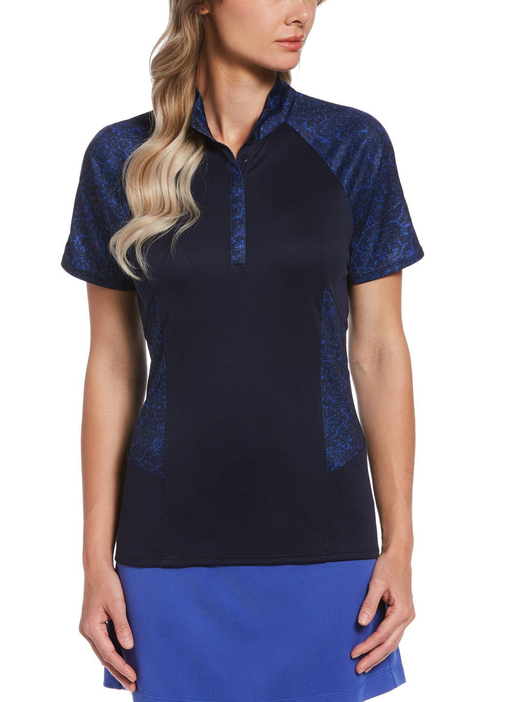 Women's Tonal Lace Print Golf Polo