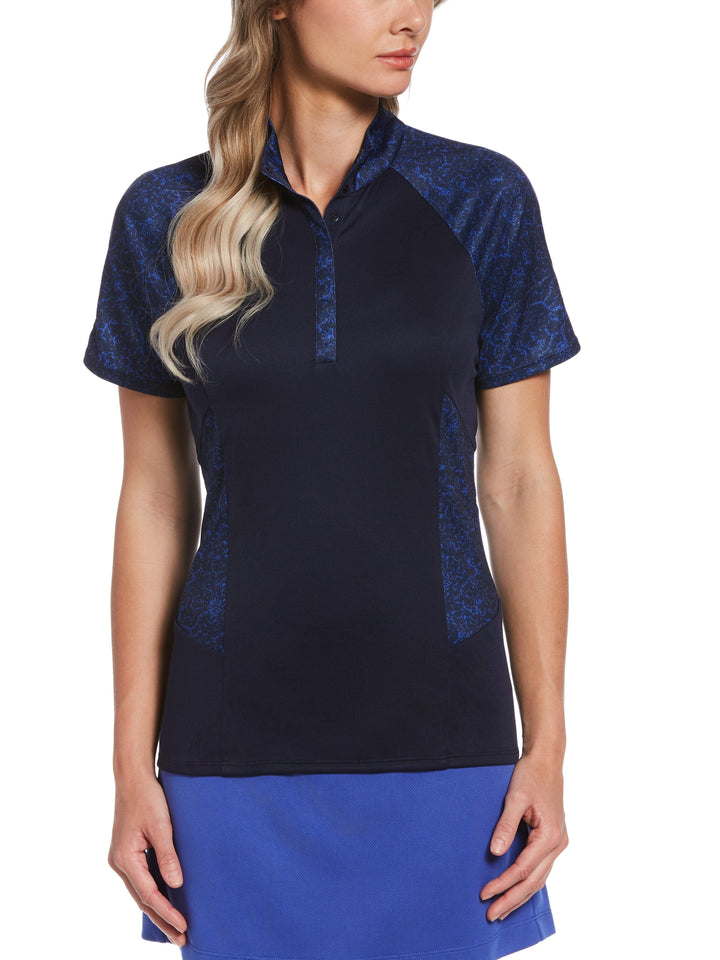 Women's Tonal Lace Print Golf Polo