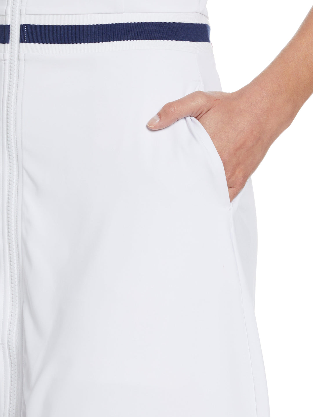 Womens V-Neck Front Zip Golf Dress (Bright White) 