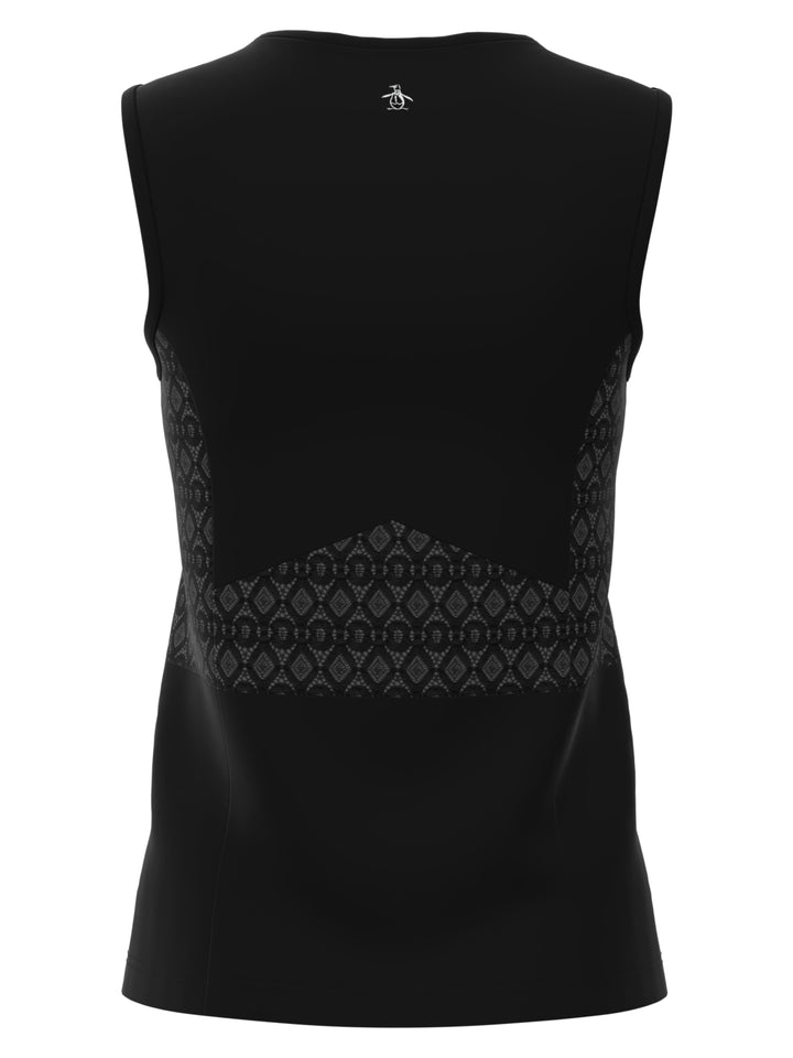 V-Neck Tennis Top with Lace Inserts (Caviar) 